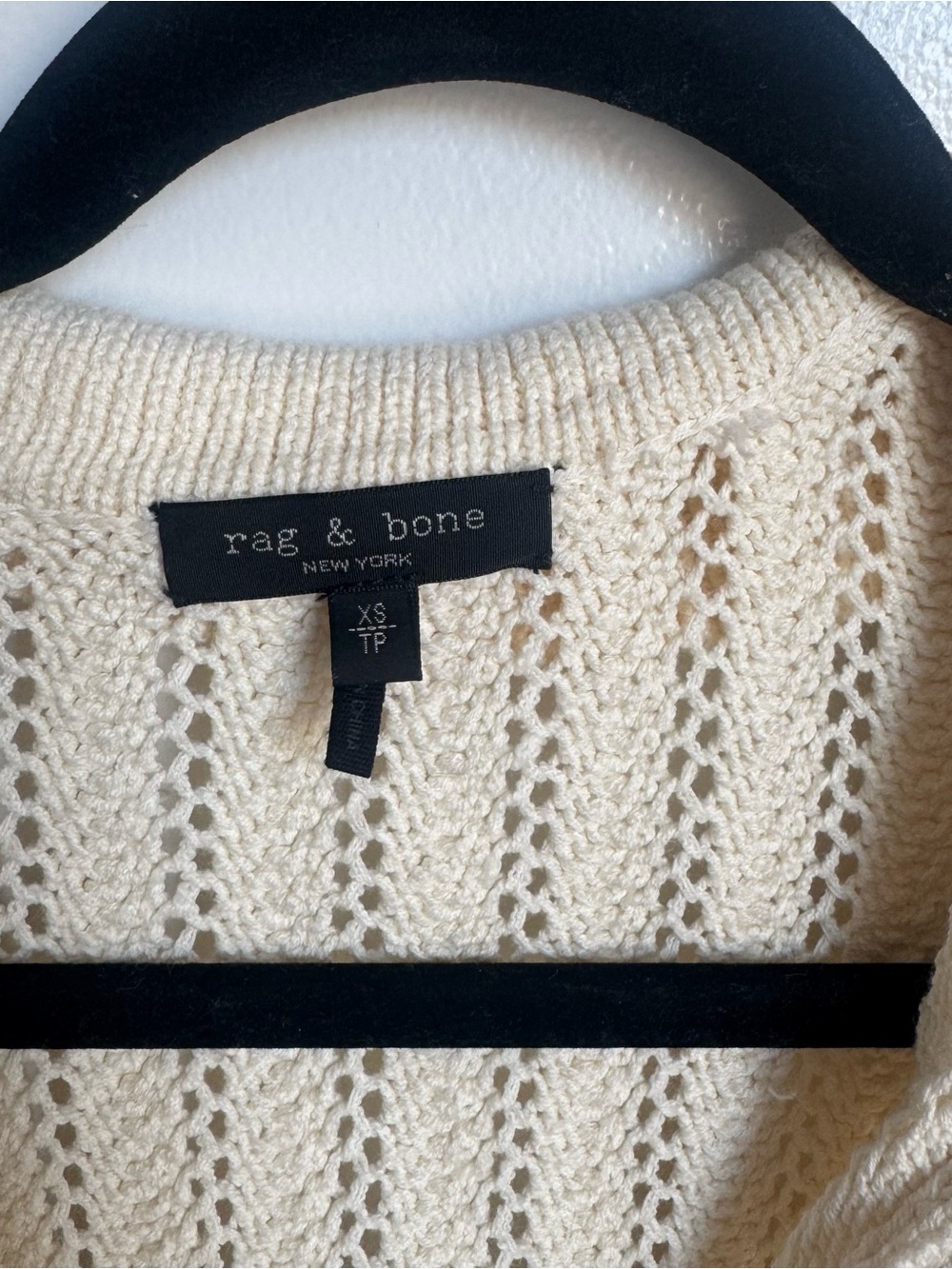 rag & bone Cream Open-Weave button down Sweater